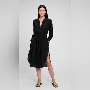 GAP Crinkle Gauze Tie-Waist Midi Dress - large